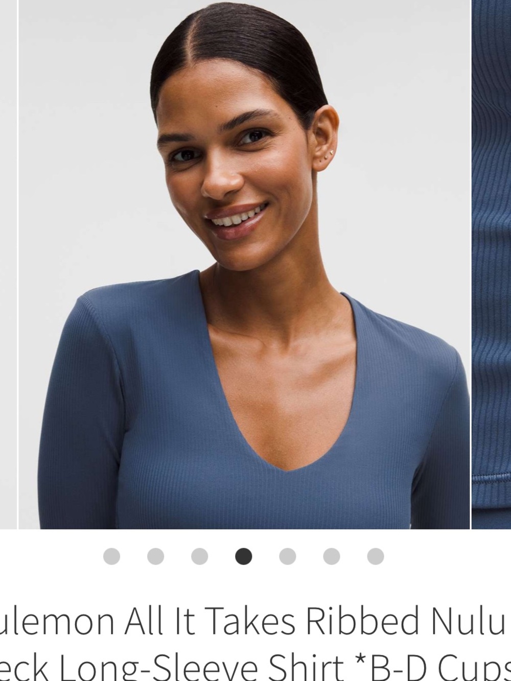 Lululemon All It Takes Ribbed Nulu V-Neck L/S *B-D Cups Blue Twill NWT size 6
